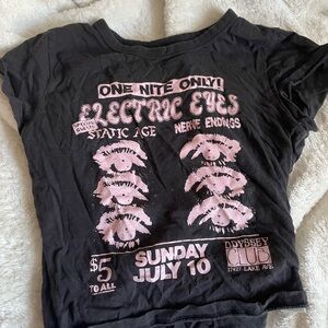 Black Graphic Tee with Pink Print